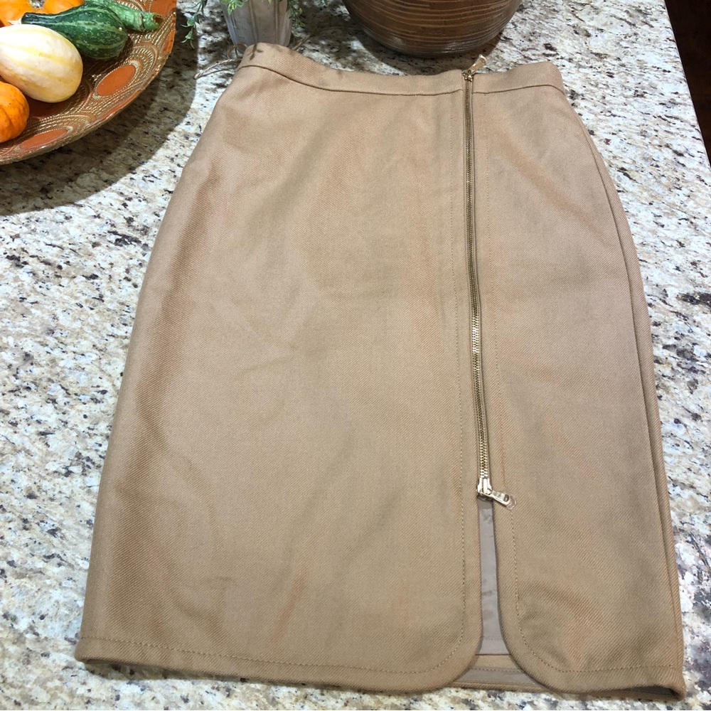 J. Crew 100% Wool Zip Pencil Skirt in Tan 2